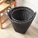 Alvero Black Woven Rattan Storage Baskets with Handles, Set of 2 - BlueJay Avenue