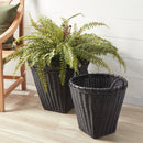 Alvero Black Woven Rattan Storage Baskets with Handles, Set of 2 - BlueJay Avenue