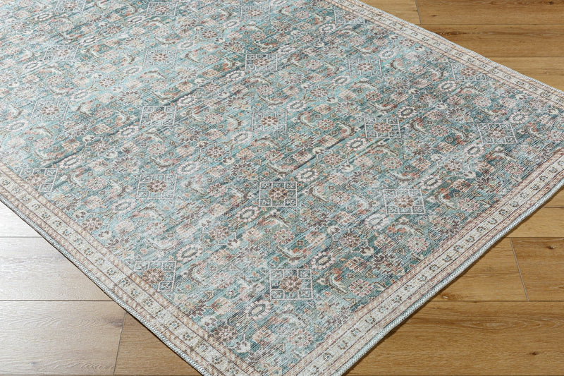 Alvin Blue Traditional Washable Area Rug - BlueJay Avenue