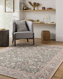 Amelie Green Traditional Washable Rug - BlueJay Avenue