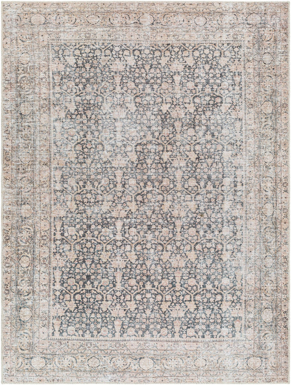 Amelie Traditional Black Washable Rug - BlueJay Avenue