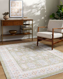 Amir Sage Green Traditional Washable Area Rug - BlueJay Avenue