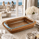 Anchor Hand Woven Rattan 3 Qt Rectangular Casserole Holder - BlueJay Avenue