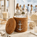 Anchor Hand Woven Rattan Lidded Ice Bucket - BlueJay Avenue