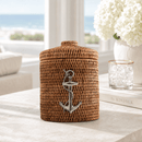 Anchor Hand Woven Rattan Lidded Ice Bucket - BlueJay Avenue