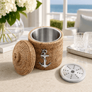 Anchor Hand Woven Rattan Lidded Ice Bucket - BlueJay Avenue