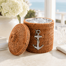 Anchor Hand Woven Rattan Lidded Ice Bucket - BlueJay Avenue