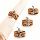 Anchor Hand Woven Rattan Napkin Rings – Set of 4 - BlueJay Avenue