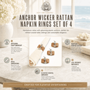 Anchor Hand Woven Rattan Napkin Rings – Set of 4 - BlueJay Avenue