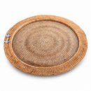 Anchor Hand Woven Round Rattan Serving Tray with Glass Insert - BlueJay Avenue