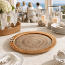 Anchor Hand Woven Round Rattan Serving Tray with Glass Insert - BlueJay Avenue