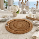 Anchor Hand Woven Round Rattan Serving Tray with Glass Insert - BlueJay Avenue