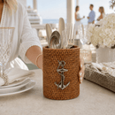 Anchor Hand Woven Wicker Rattan Utensils Holder - BlueJay Avenue