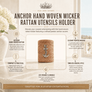 Anchor Hand Woven Wicker Rattan Utensils Holder - BlueJay Avenue