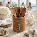 Anchor Hand Woven Wicker Rattan Utensils Holder - BlueJay Avenue