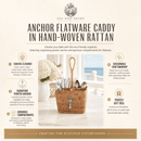 Anchor Handwoven Rattan Flatware Caddy with Pewter Anchor - BlueJay Avenue