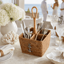 Anchor Handwoven Rattan Flatware Caddy with Pewter Anchor - BlueJay Avenue