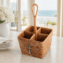 Anchor Handwoven Rattan Flatware Caddy with Pewter Anchor - BlueJay Avenue