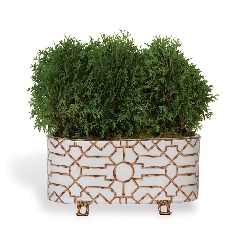 Baldwin White Oval Ceramic Indoor Planter - BlueJay Avenue