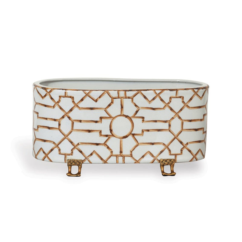 Baldwin White Oval Ceramic Indoor Planter - BlueJay Avenue