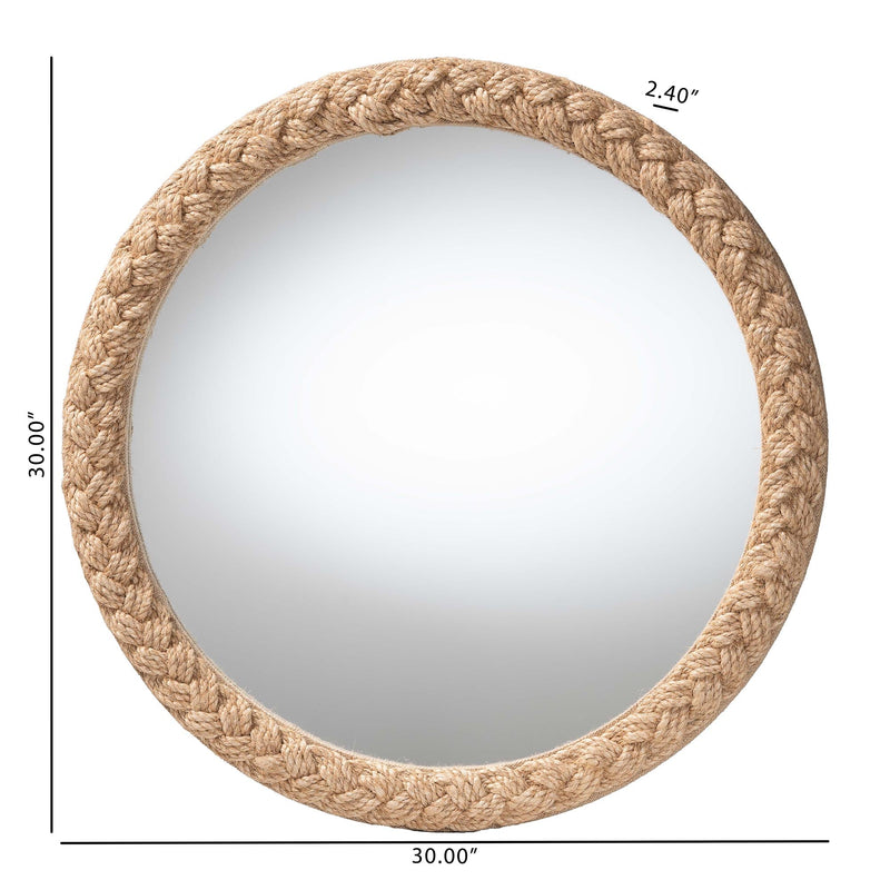 bali & pari Shara Coastal Braided Rope Round Mirror - BlueJay Avenue