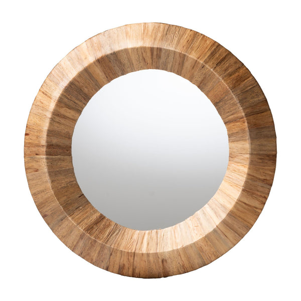 bali & pari Tarun Bohemian Grasscloth Round Wall Mirror - BlueJay Avenue