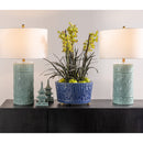 Bamboo Cylinder Celadon Lamp - BlueJay Avenue