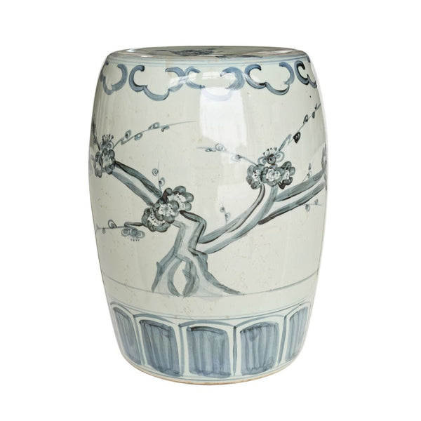 Barclay Butera Couture Blue & White Porcelain Garden Stool Cherry Blossom - BlueJay Avenue