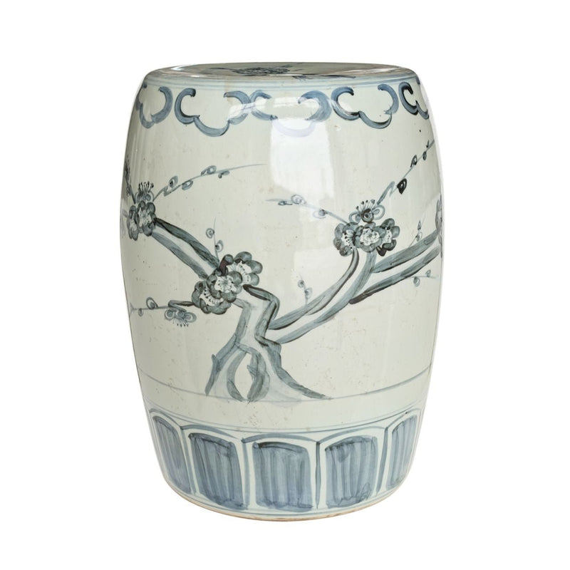 Barclay Butera Couture Blue & White Porcelain Garden Stool Cherry Blossom - BlueJay Avenue