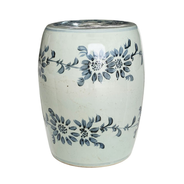 Barclay Butera Couture Blue & White Porcelain Garden Stool Odesa Sunflower - BlueJay Avenue