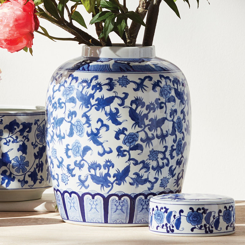 Barclay Butera Dynasty Blossom Lidded Jar - BlueJay Avenue