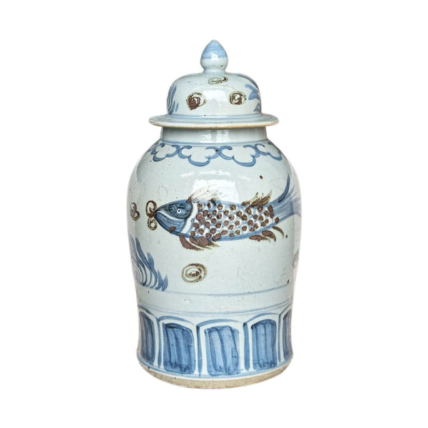 Barclay Butera Splashing Koi Lidded Jar - BlueJay Avenue