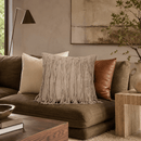 Beige Fringe Suede Leather Throw Pillow, 20 x 20 - BlueJay Avenue