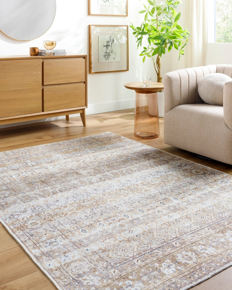 Beige Traditional Washable Rug - BlueJay Avenue