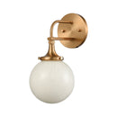 Beverly Hills Satin Brass Frosted Glass Globe Wall Sconce - BlueJay Avenue