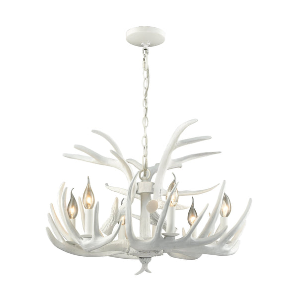 Big Sky 6 - Light White Antler Chandelier - BlueJay Avenue