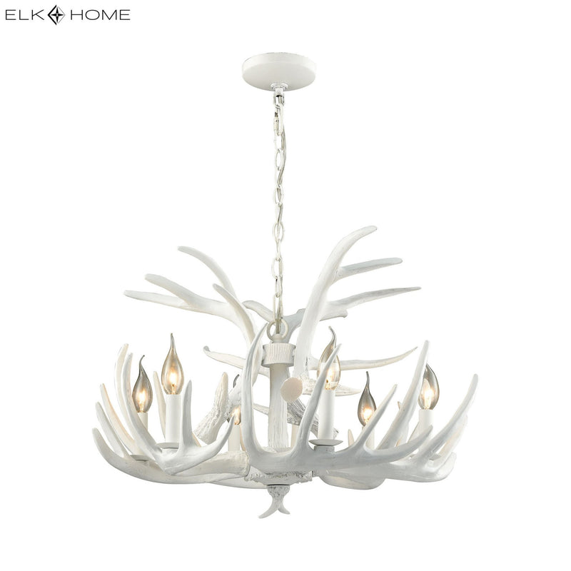 Big Sky 6 - Light White Antler Chandelier - BlueJay Avenue