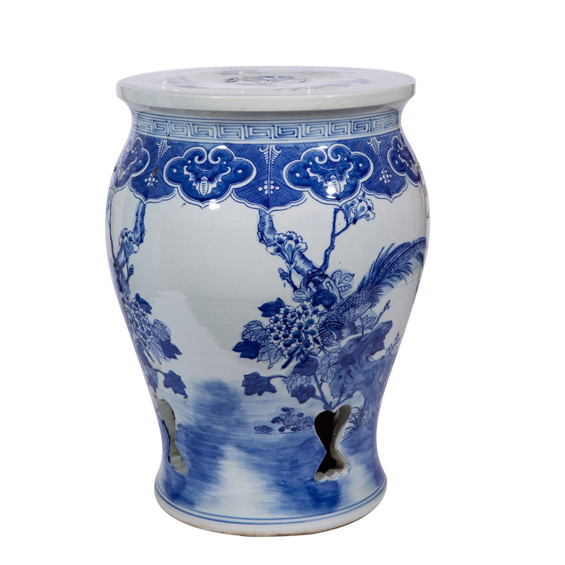 Bird Floral Drum Garden Stool - BlueJay Avenue
