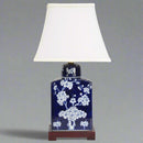 Blue and White Ginger Jar Lamp With Wooden Base - BlueJay Avenue