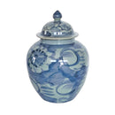Blue & White Silla Flower Porcelain Lidded Jar | Chinoiserie Ginger Jar - BlueJay Avenue