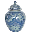Blue & White Silla Flower Porcelain Lidded Jar | Chinoiserie Ginger Jar - BlueJay Avenue