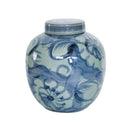 Blue & White Silla Flower Porcelain Ming Jar | Chinoiserie Ginger Jar - BlueJay Avenue