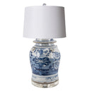 Blue & White Vintage Four Season Plants Porcelain Temple Jar Lamp - BlueJay Avenue