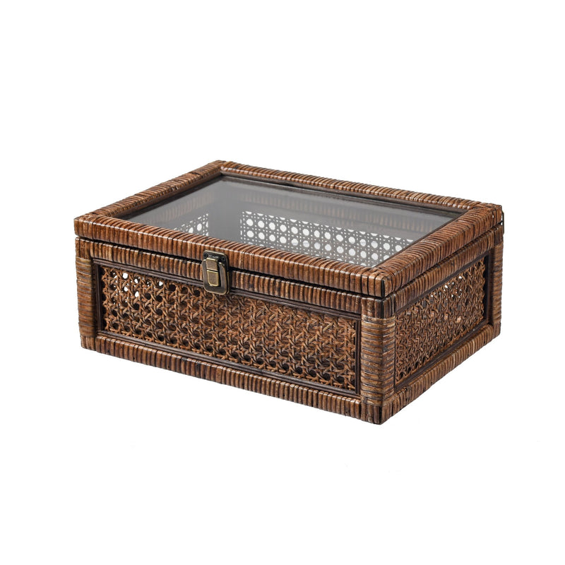 Bowman Set of 2 Rich Brown Rattan Storage Box - BlueJay Avenue