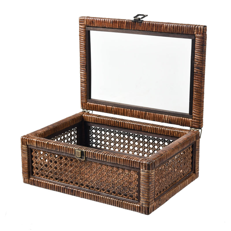 Bowman Set of 2 Rich Brown Rattan Storage Box - BlueJay Avenue