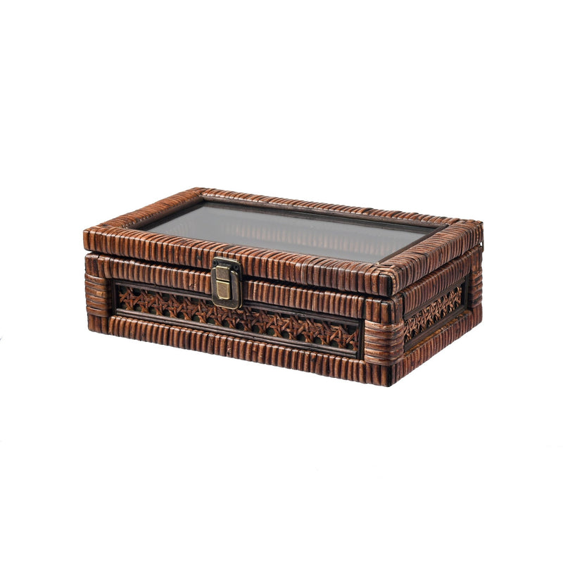 Bowman Set of 2 Rich Brown Rattan Storage Box - BlueJay Avenue