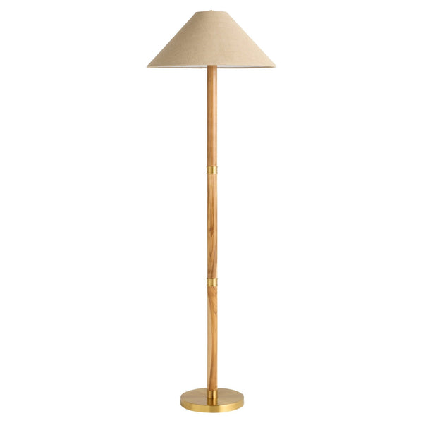 Broadway Teak Wood and Brass Floor Lamp - BlueJay Avenue