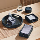Burma Rattan Blue Round Serving Tray with Glass Insert - BlueJay Avenue