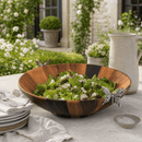 Butterfly Acacia Wood Salad Serving Bowl with Pewter Accents - BlueJay Avenue