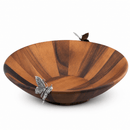 Butterfly Acacia Wood Salad Serving Bowl with Pewter Accents - BlueJay Avenue